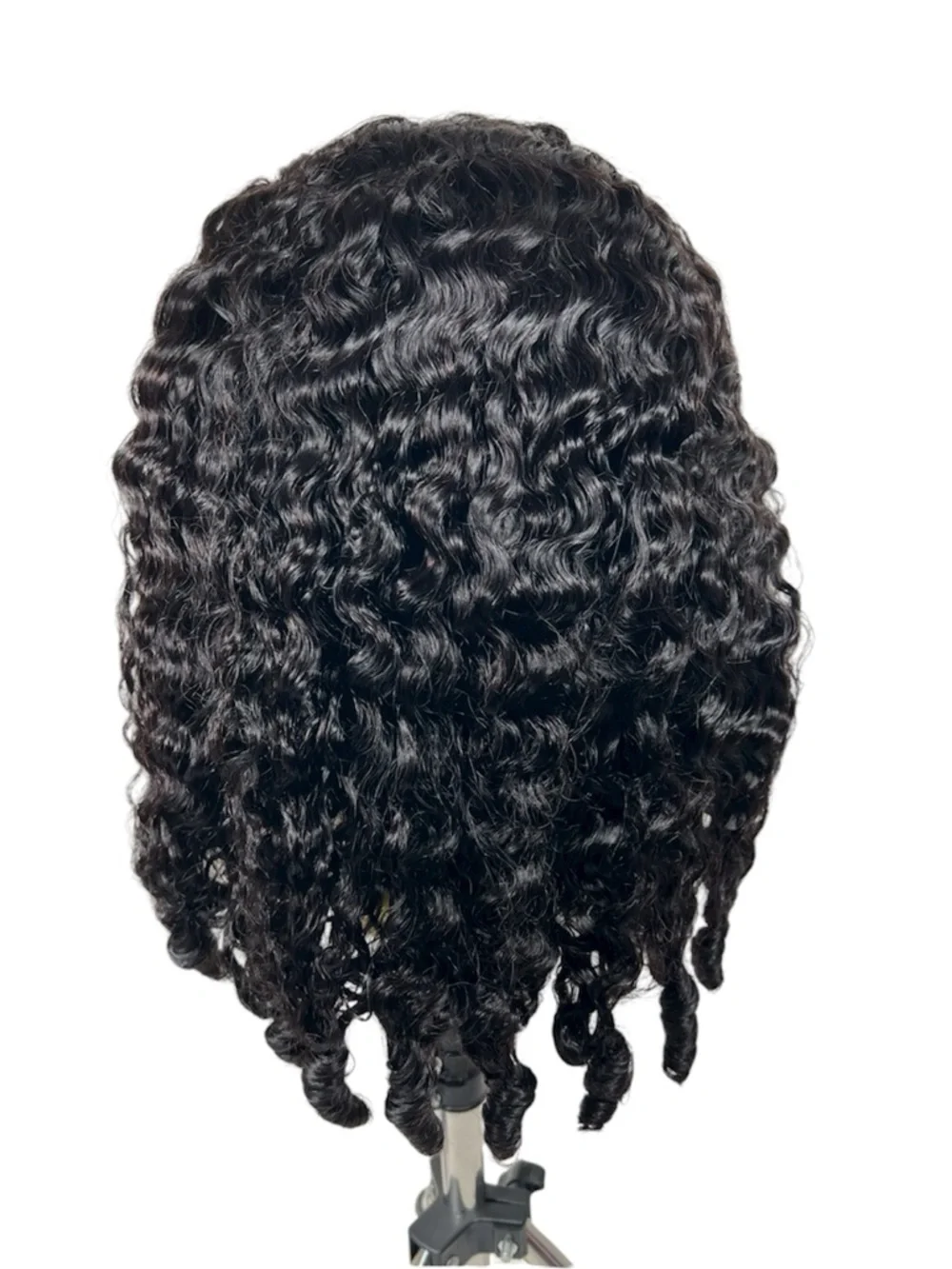Natural Black Burmese Curly Human Hair 20 Inch Half Wig